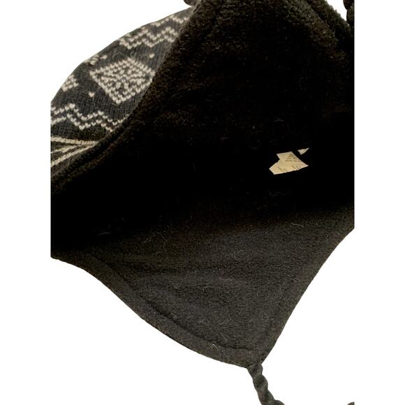 Chaos Hat Ski Winter Trapper Ear Flaps Knit Shell Fleece Interior Black Gray - Picture 4 of 8